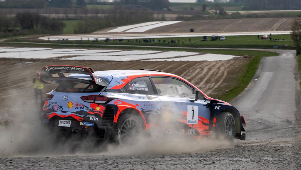 I 2023 udgaven af Rally Yding deltog en af Danmarks hurtigste rallybiler, Hyundai I20 WRC, med Esben Hegelund bag rattet og Ole Frederiksen som codriver.
(Foto: Niels Peder Terpager)